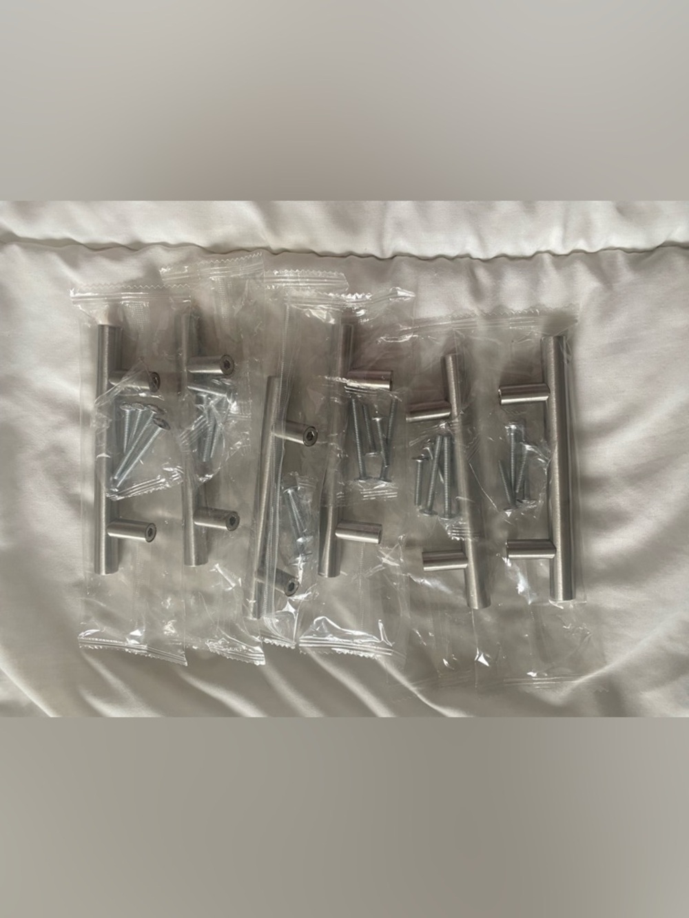 🔥3/$25🔥New pack of 6 Modern T-Bar Cabinet Pulls Brushes Nickel Stainless Steel